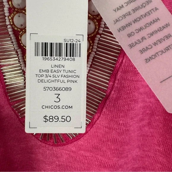 Chico’s Linen Embellished Tunic New - Picture 4 of 16